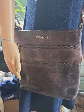 Womens VINTAGE Estalon Leather Crossbody Bag ☆ Very Nice Condition !
